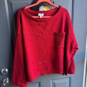 Pink Lily Crimson Knit Sweater with Pocket